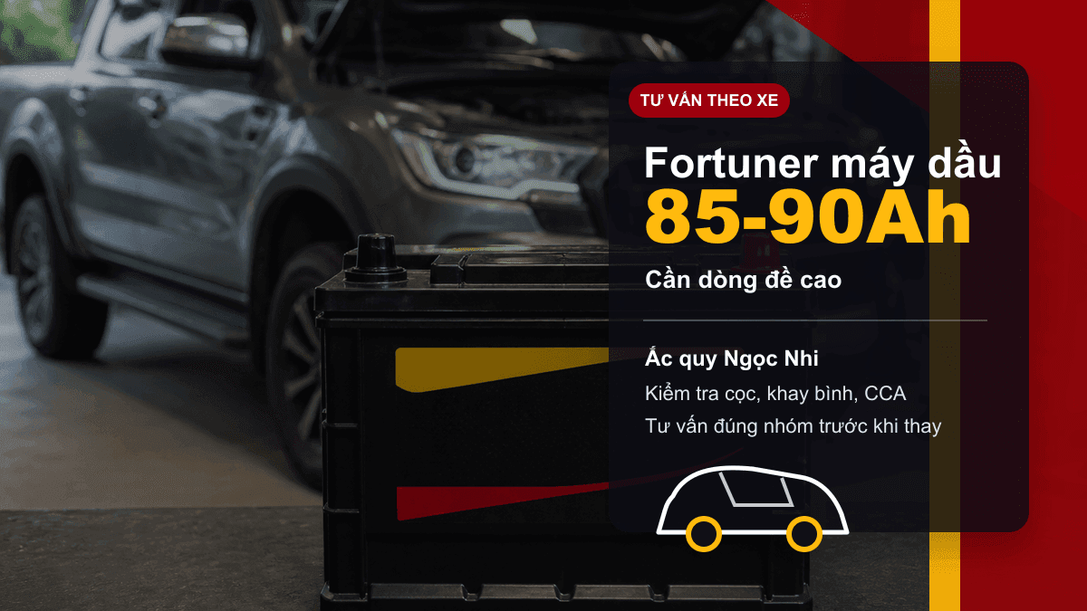 Ảnh bài viết Fortuner máy dầu nên thay bình ắc quy bao nhiêu Ah?